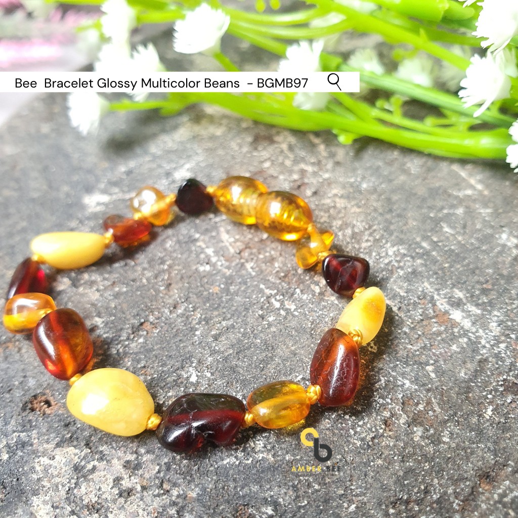 Set Kalung Bayi &amp; Anak Tumbuh Gigi Amber Lithuania Multicolor Beans 30-35cm SNGMB7597 Amber Bee