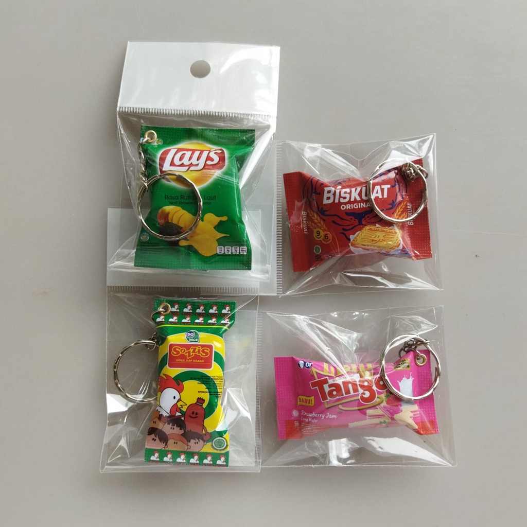 GANCI+PLASTIK Gantungan kunci snack dan minuman miniatur makanan hadiah souvenir pernihakan ultah murah