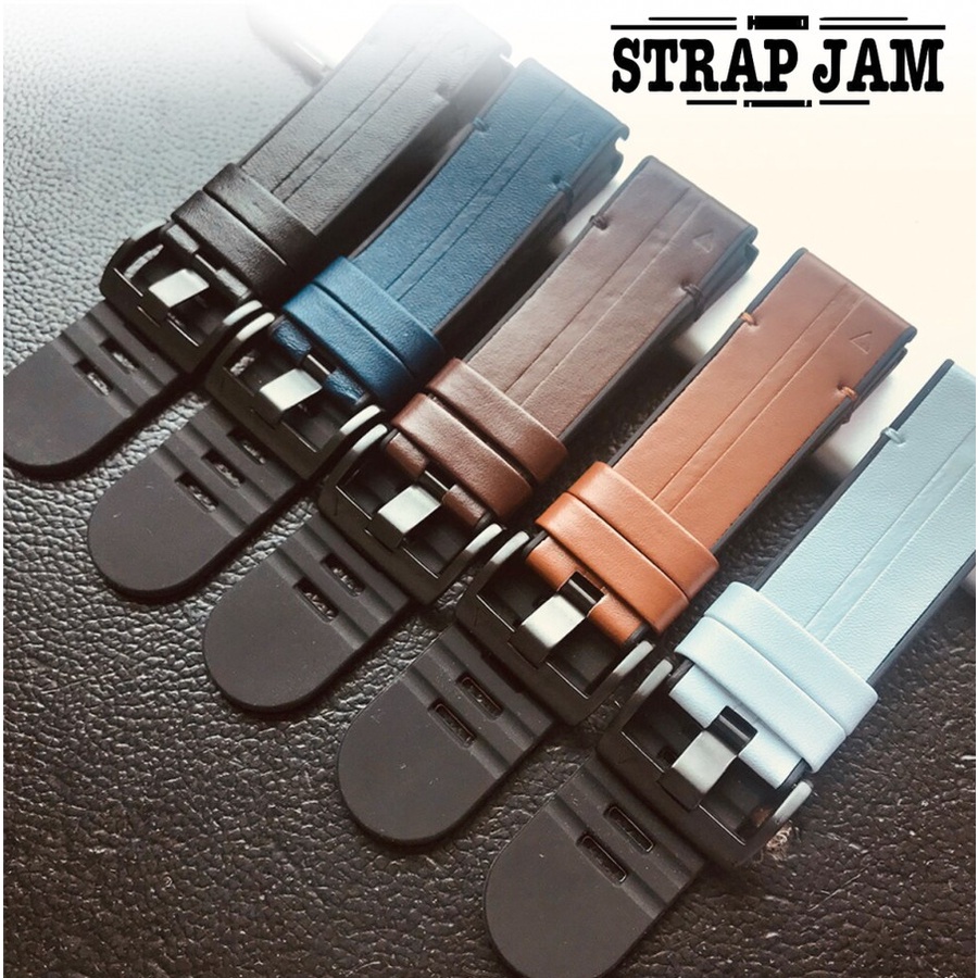 Strap Garmin Descent G1 Solar - Tali Jam Quick Fit 22mm Hybrid Dual Layer Leather Plus Rubber