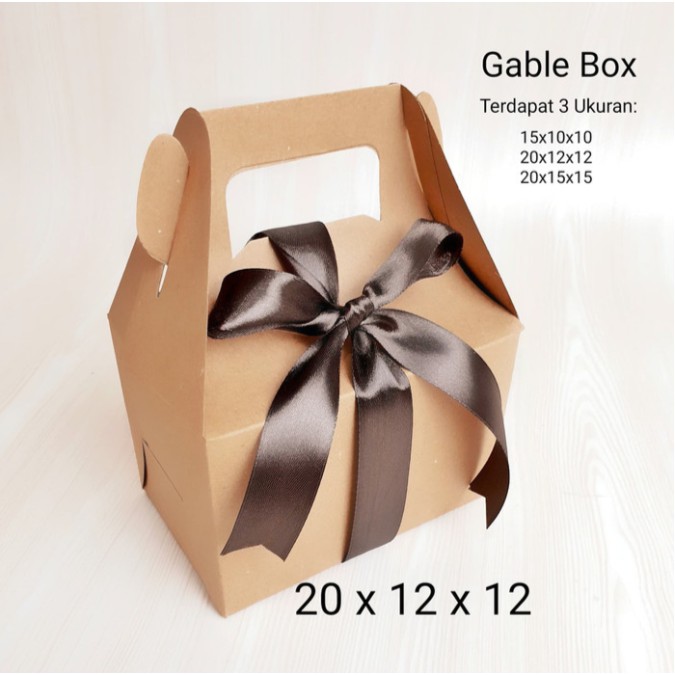 

Gable box per 5pcs dus kue tenteng 20x12 handle dus cupcake box goodybag kraft