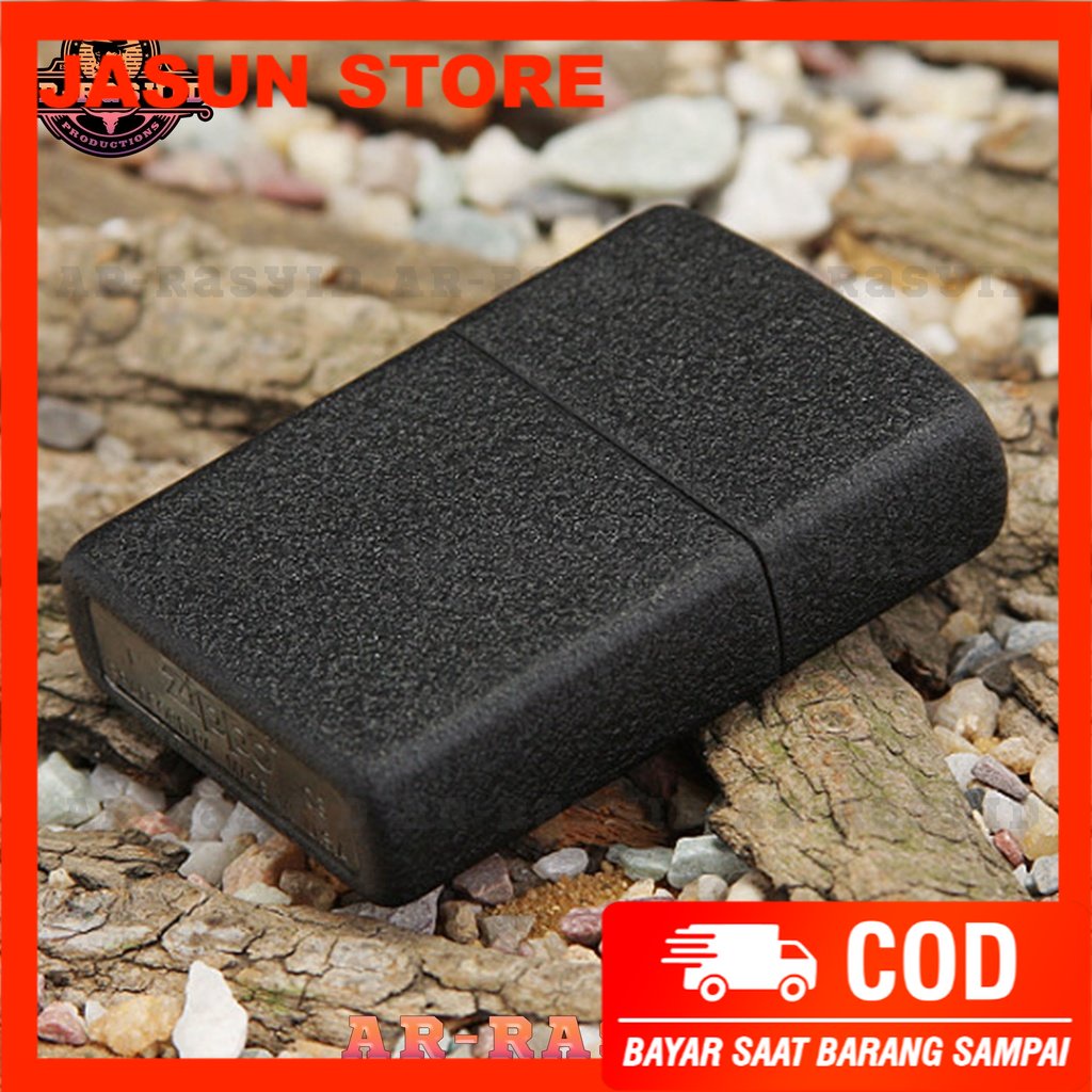 BISA COD! Korek Api Minyak Zippo Black Cracked Hitam Kasar Polos 236