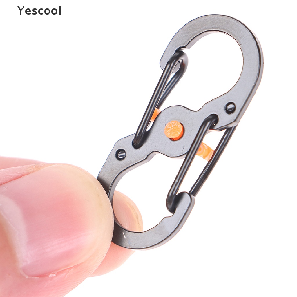 Yescool Outdoor Camping Carabiner Keychain with Lock 8 Shaped S Buckle Climbing Clip .