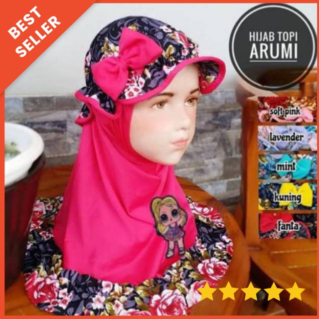 2in1 Jilbab + turban topi bayi &amp; anak led musik 0-2 tahun alisa flower