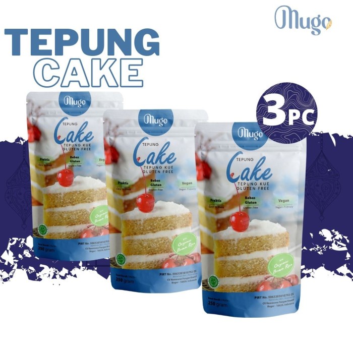 

PROMO [COD] Mugo, Tepung Cake Kue Gluten Free Alami Lokal 250gr Premiks [3PCS]