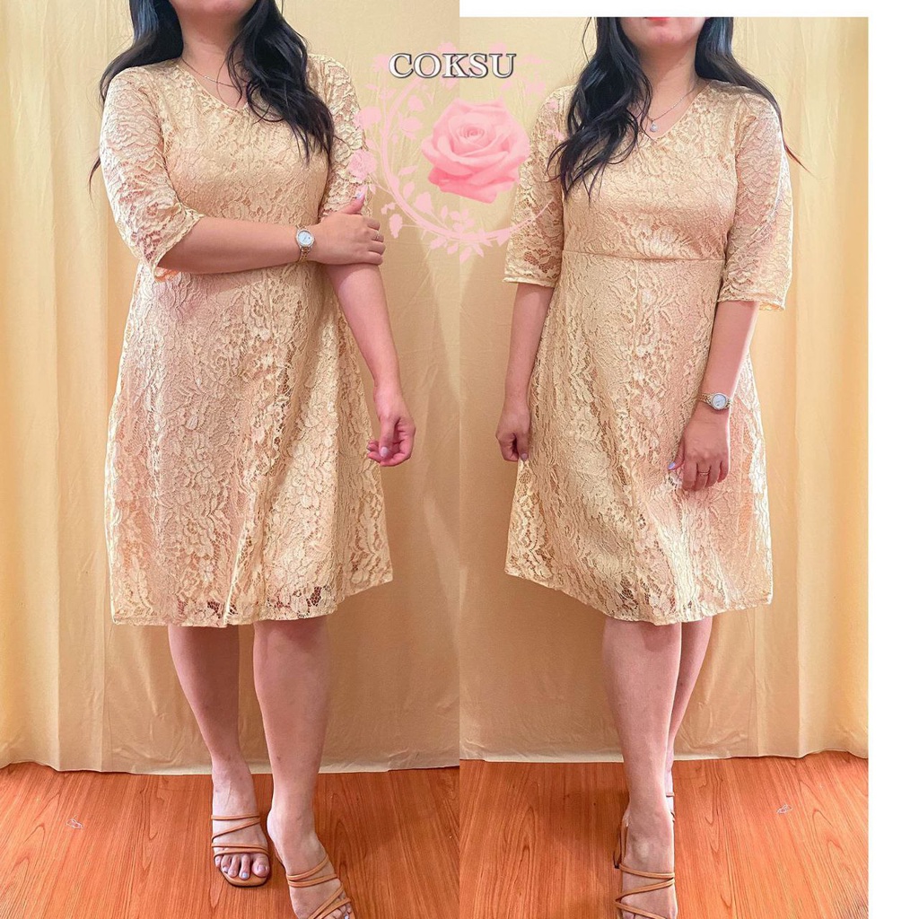 DRESS VIOLA BRUKAT FASHION WANITA / PAKAIAN PESTA  FORMAL KASUAL / GAUN KEBAYA