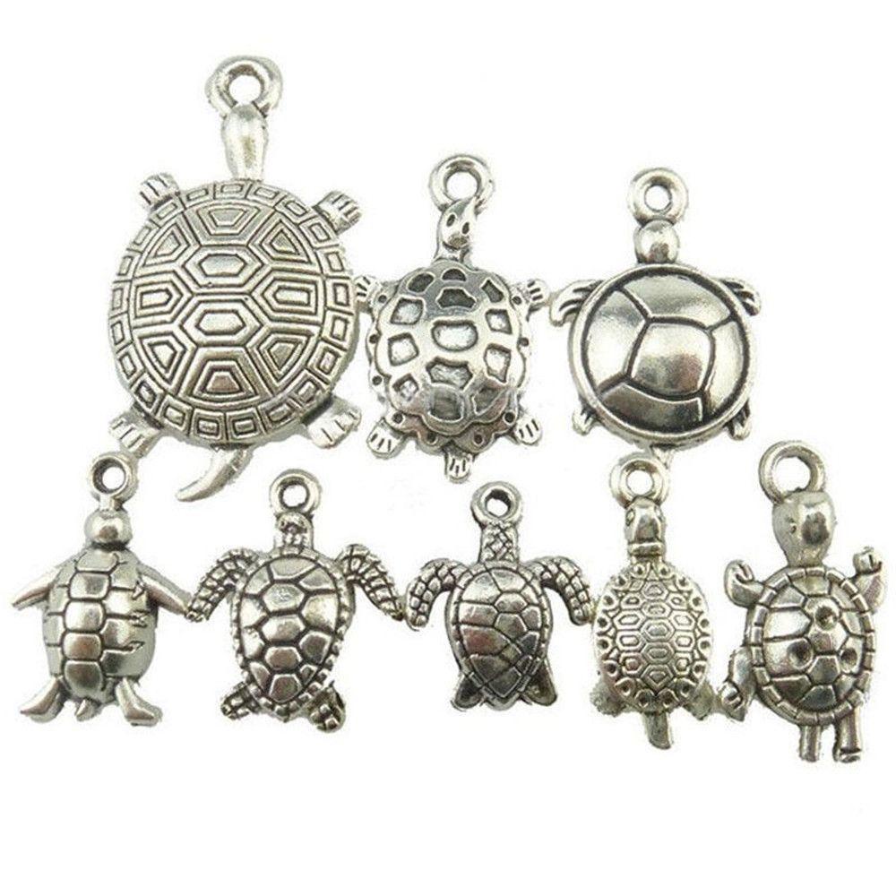 ❈ROWAN❈ 16pcs Antique Silver Tortoise Charms Crafts Making Findings Sea Turtle Pendant Jewelry Ocean Alloy Decorative Pretty Beads