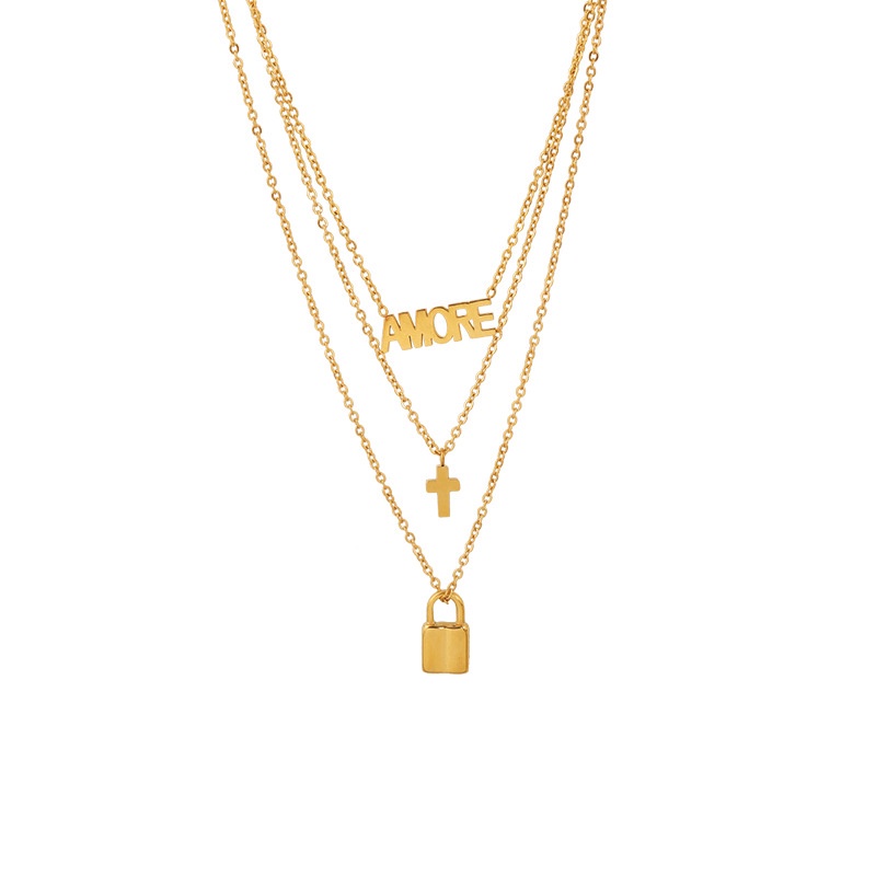Kalung Rantai Klavikula Desain Alfabet Bahan Logam | Kalung Rantai Rose Gold 18k Bahan Stainless Steel Untuk Wanita