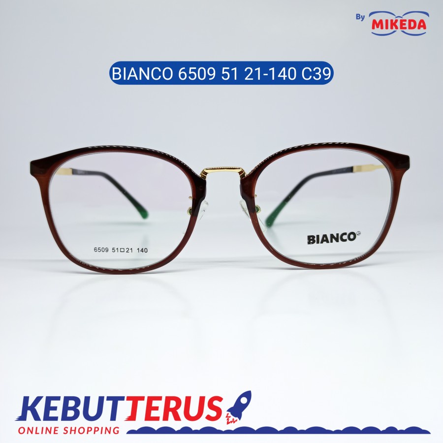 Mikeda-FRAME KACAMATA BIANCO 6509 51 21-140 C39+LENSA(MINUS/CYLINDER)