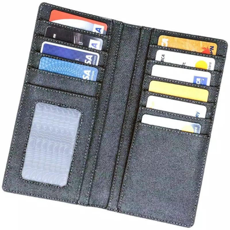 10.10 SHOPPING FEST Dompet Panjang Pria Dompet Pria Bahan Kanvas Nilon Tebal CX77 Multicard + BOX