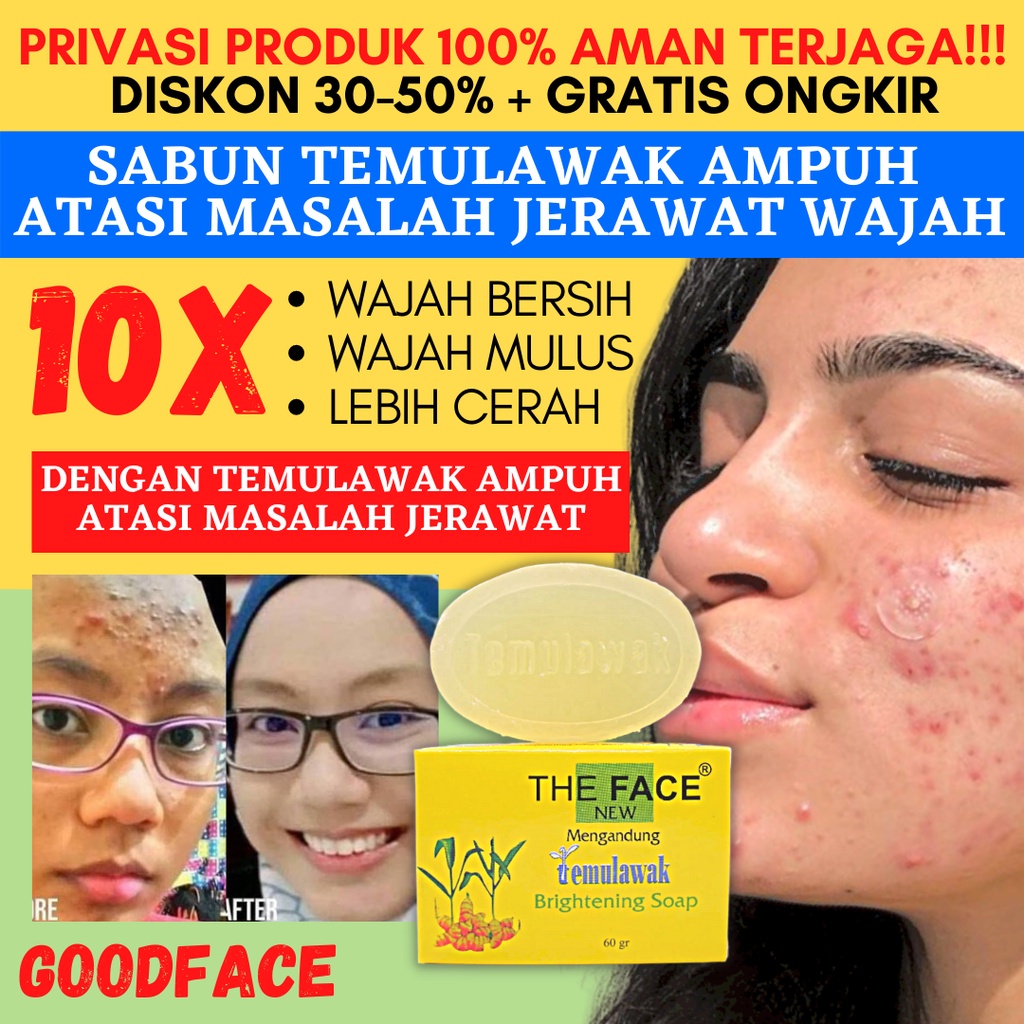 SABUN PEMUTIH WAJAH - PENGHILANG BEKAS JERAWAT - SABUN TEMULAWAK THE FACE BPOM - THE FACE SABUN TEMULAWAK ORIGINAL