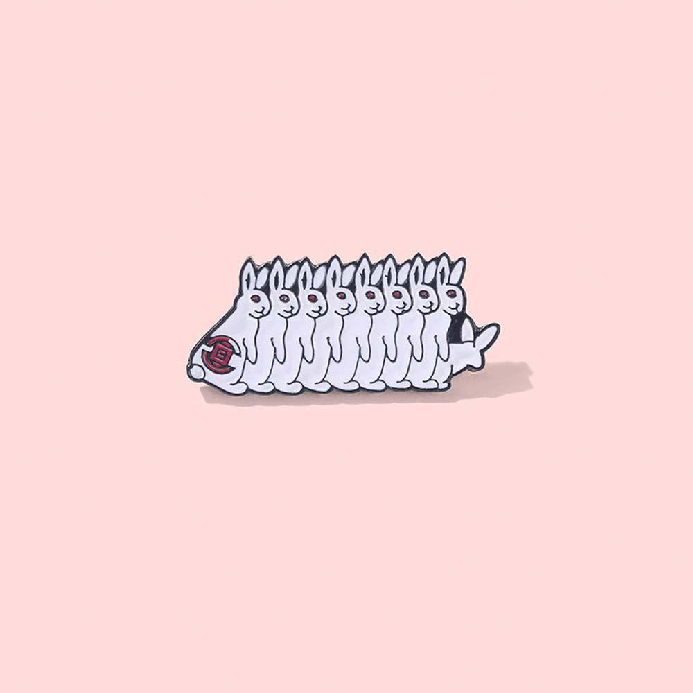 Lanfy Rabbit Bros Hadiah Untuk Wanita Pria Kerah Bros Line Up Evil Rabbit White Rabbit Badge Pin Lapel Pin Enamel Pin