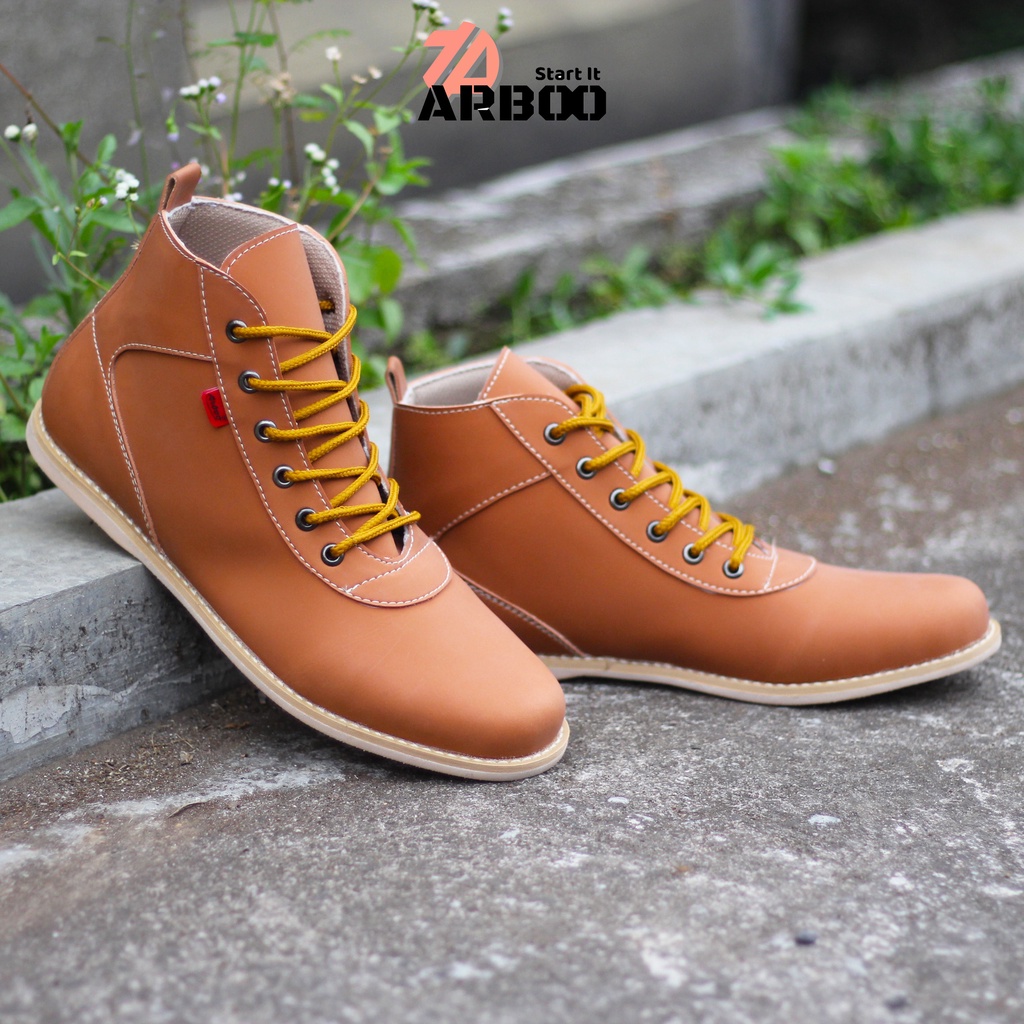 ARBOO FOOTWEAR Sepatu boots model brodo pria sepatu kerja sepatu kantor sepatu kulit sintetis pria c