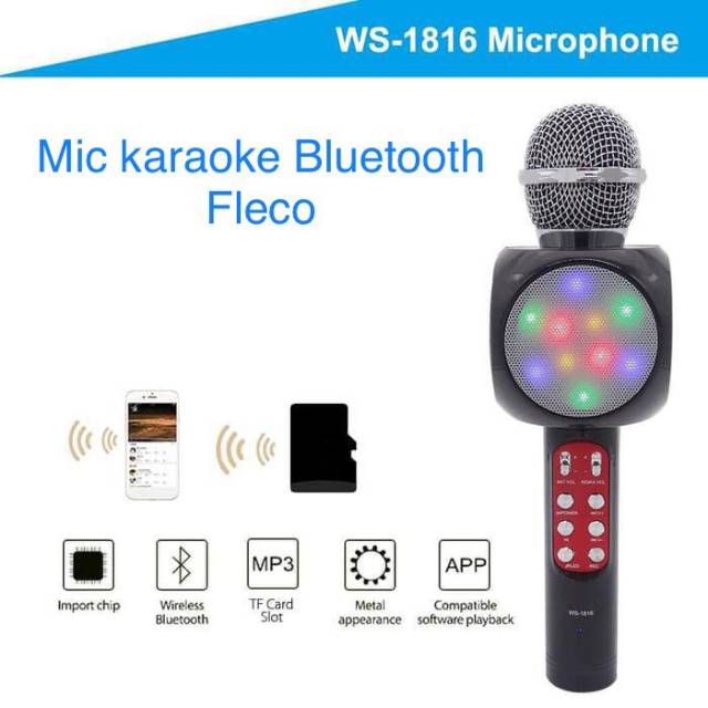 MIC KARAOKE BLUETOOTH ORIGINAL FLECO WS1816/MICROPHONE PORTABLE SPEAKER WIRELESS/MIKROPON SMULE KTV