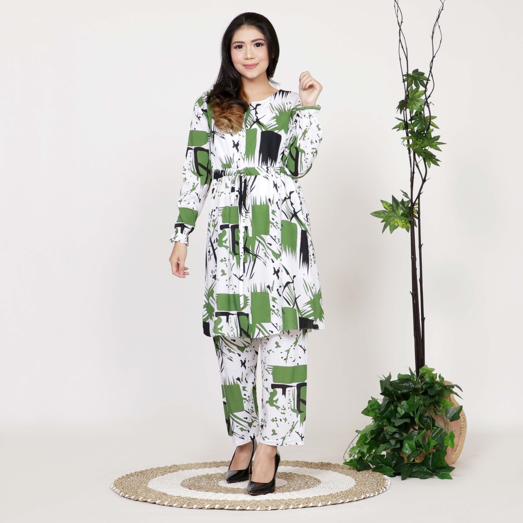 ZAYA - STELAN ONE SET RAYON WANITA JUMBO/ SETELAN MOTIF ABSTRAK  SIZE XL, 3XL, 8XL