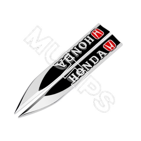 Honda 2 Pcs Sticker Dekorasi Fender Samping Mobil Bahan Metal Motif Tulisan 3D Untuk Freed Brio City Civic CRV HRV BRV