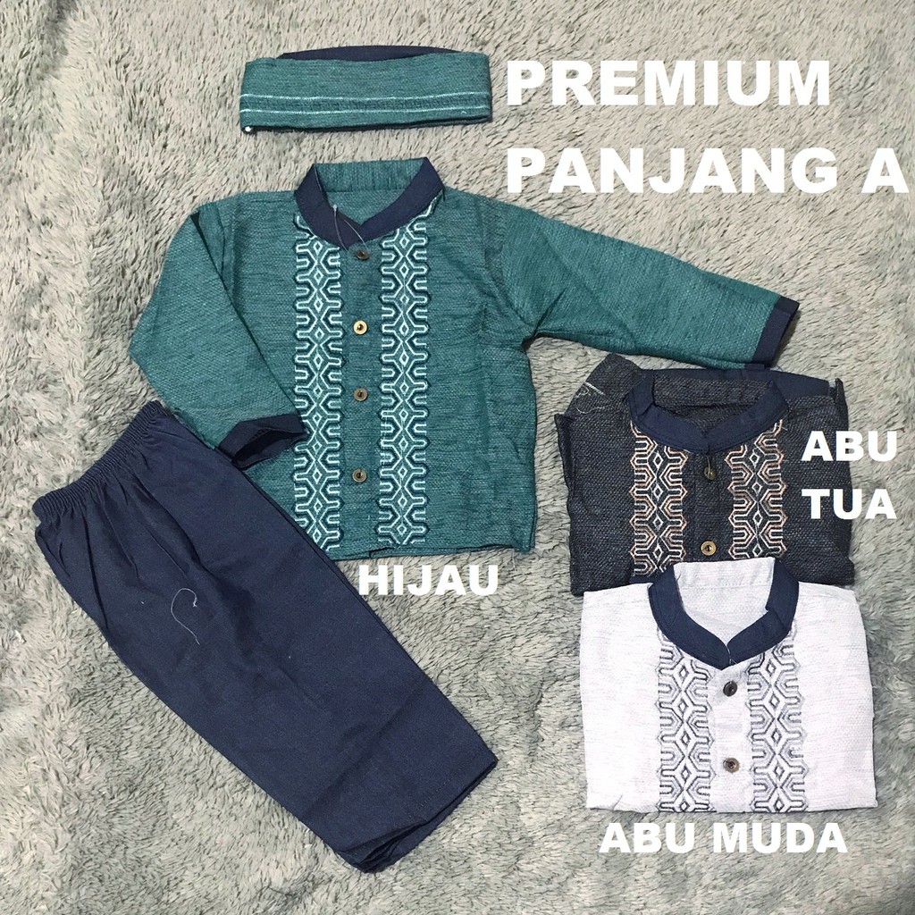 Baju Setelan Koko Anak / Setelan Muslim Anak Bordir PREMIUM 0-2 Tahun