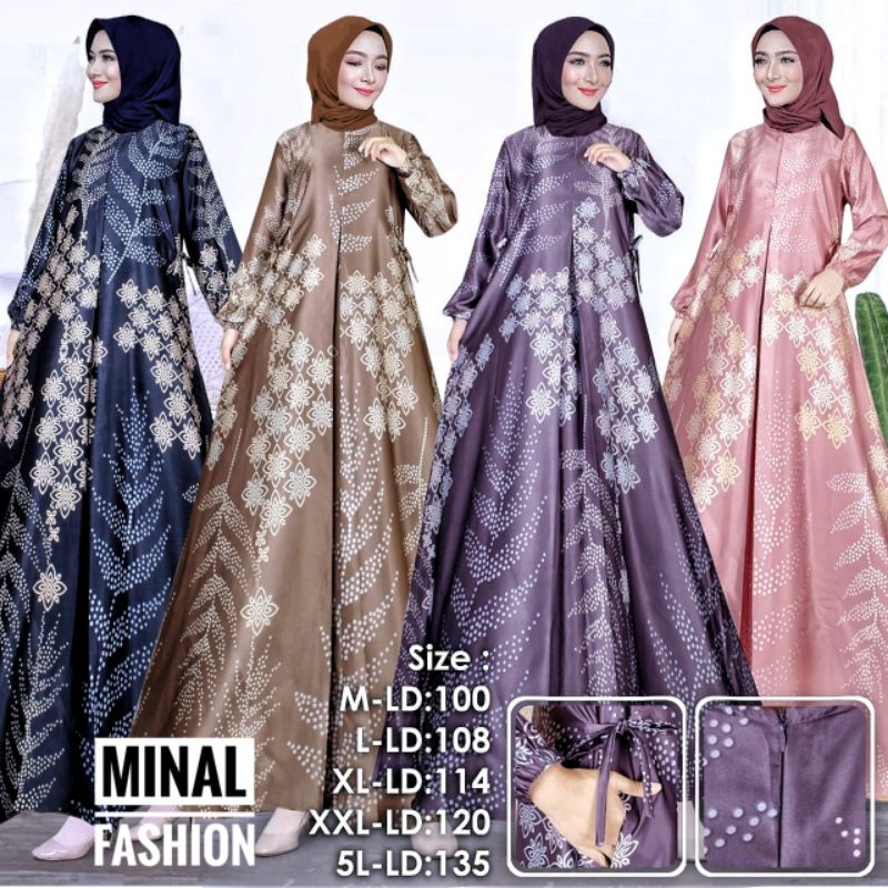 (Jumbo Ori Ready) Gamis Silk Dress Mutif Amandella/ Model Gamis Terbaru 2023/ Gamis silk motif/Seply
