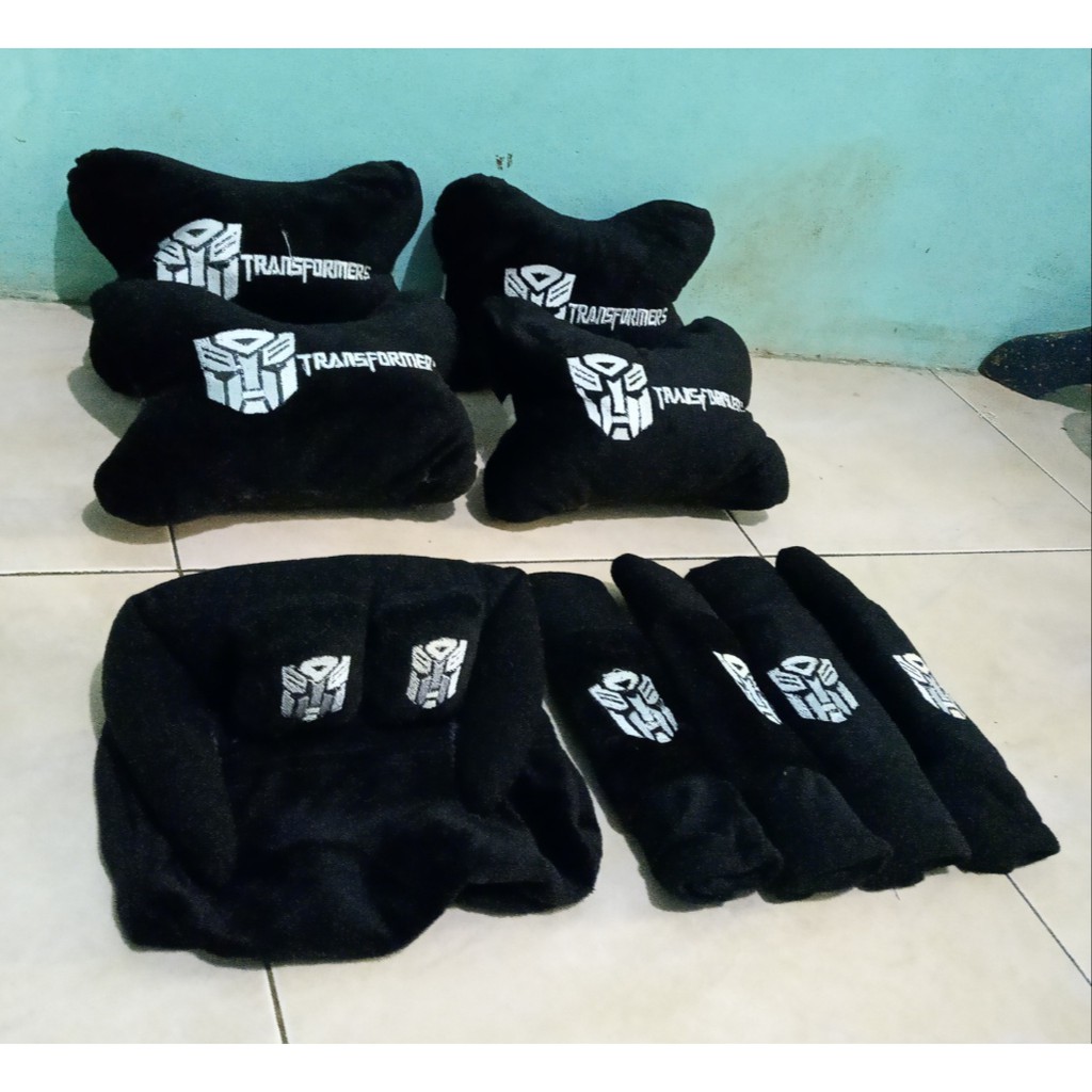 Bantal Mobil TRANSFORMERS Hitam Bantal Isi 4 Sandaran Leher Kepala Transformers Black