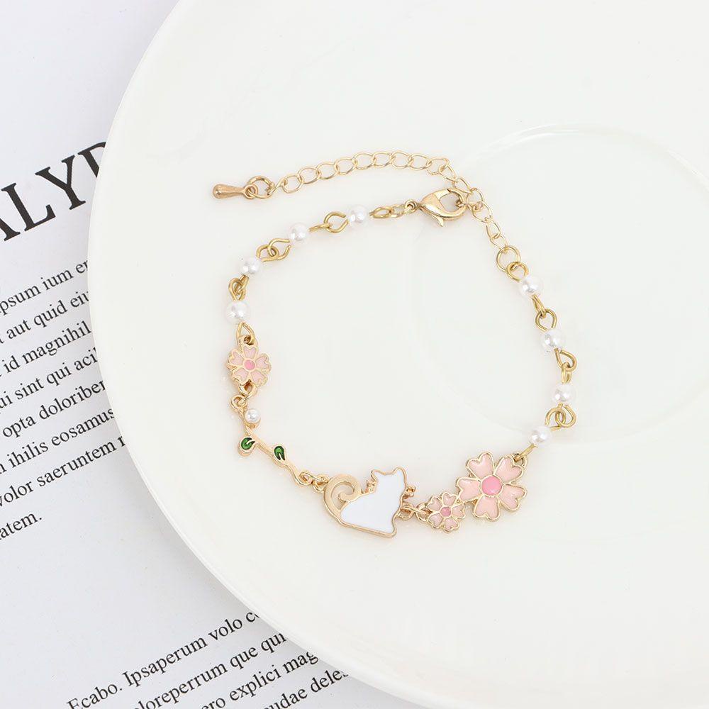 Gelang Hewan Nanas Imitasi Mutiara Bunga Kucing Lucu Manis Bunny Charm Bracelet