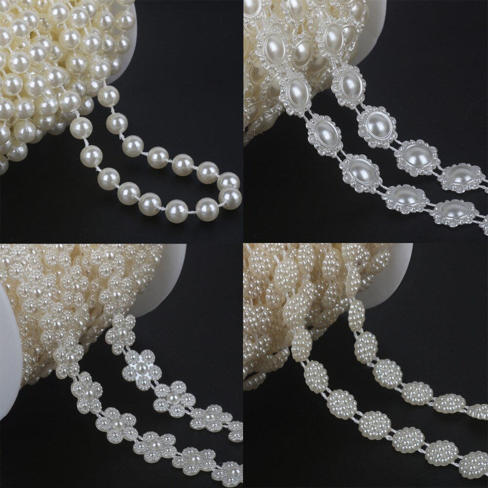 New Arrival Ivory Fishing Line Artificial Pearls Beads Chain Garland Pearl Lace for Wedding Decoration Bridal Bouquet