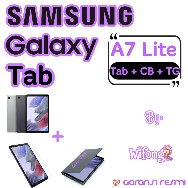 Samsung Galaxy Tab A7 Lite T225 3GB/32GB 8.7inch Garansi Resmi Free Stylus Pen-Tab + Cover + TG