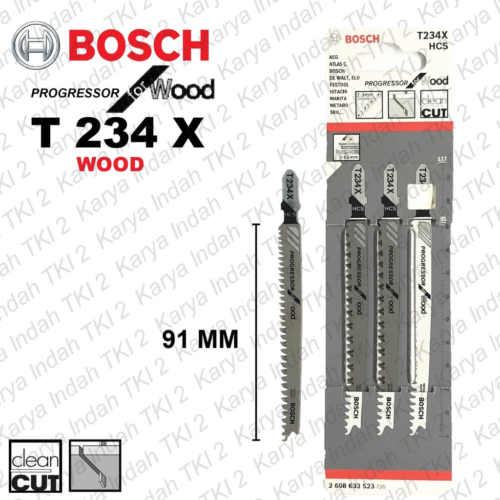 Mata Gergaji Jigsaw Kayu BOSCH T234X Jig Saw Blade Progressor For Wood PVC Panjang