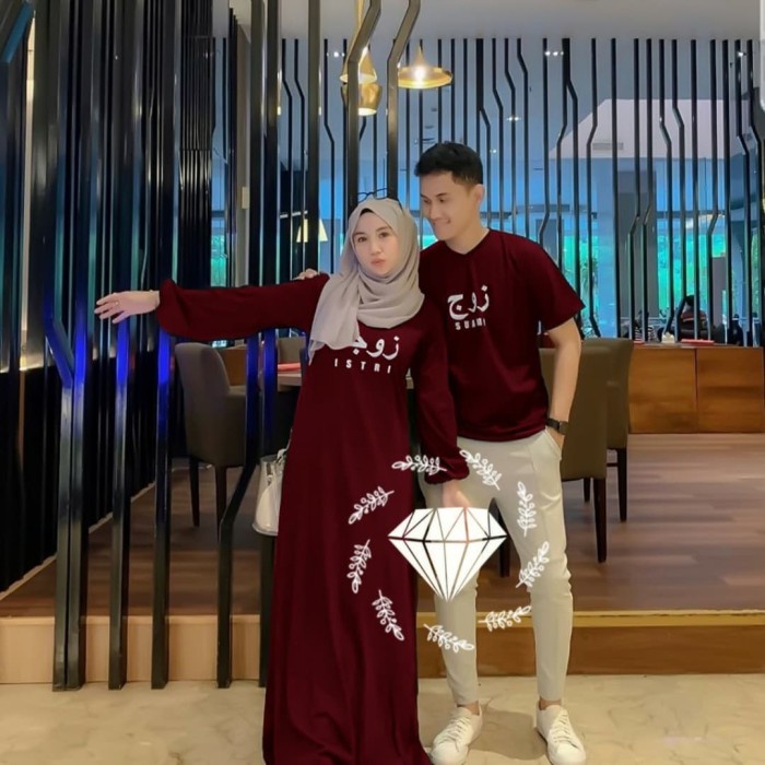 Set-Family-Muslim-Busana- Baju Muslim Couple Suami Istri Gamis Kaos Kembaran Pasangan Zaujati
