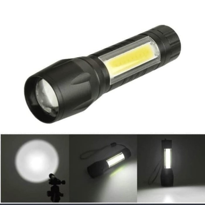 Senter Mini Saku Rechargeable Dual LED Cree Q5 + COB Pocketman outdoor