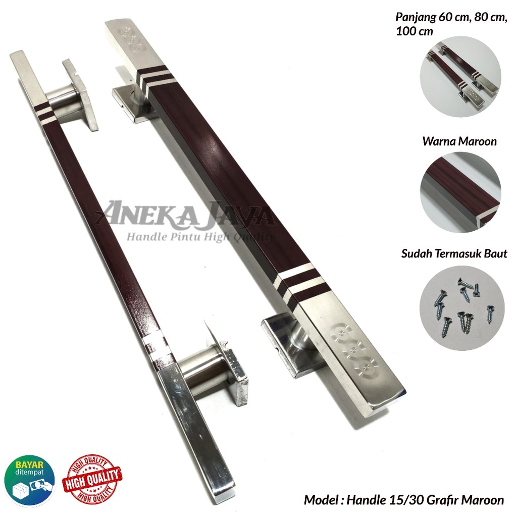 Handle Pintu rumah panjang 60 cm 80 cm 100 cm Tarikan Pintu Pegangan Pintu rumah minimalis maroon