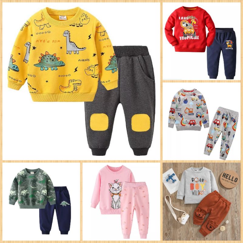 Sweater Anak MINI BOS - Setelan Sweater Anak Laki Dino - Baju Sweater Anak MOBIL ROCKET 1-9tahun Malvin