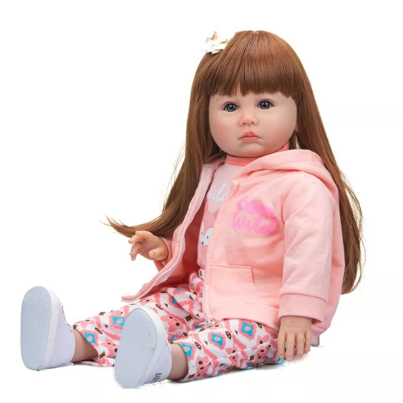 Reborn doll 60cm Soft Silicone Reborn Baby Doll Toys For Girl Long Hair Cute Princess Toddler doll