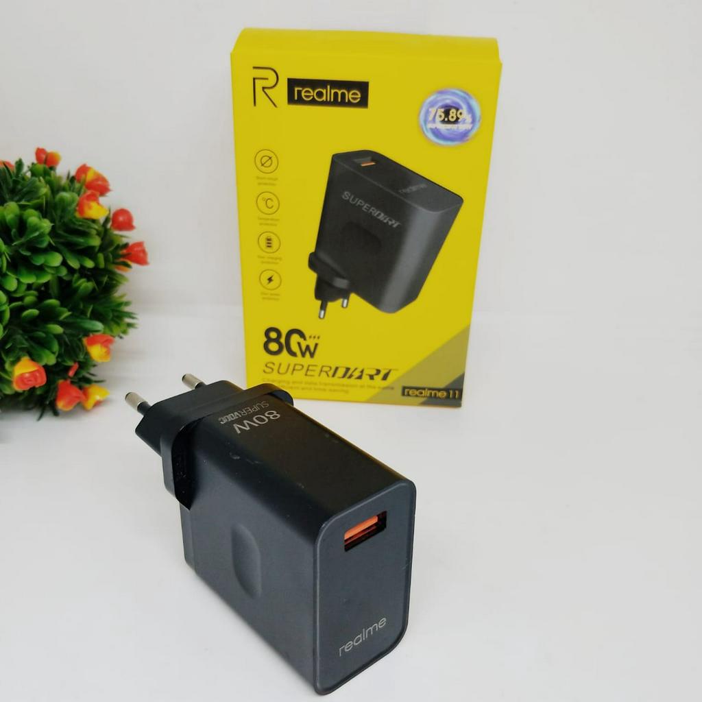 Adaptor Batok Charger Realme 80W 6A Hitam SUPER DART VOOC Fast Charging by.minigo