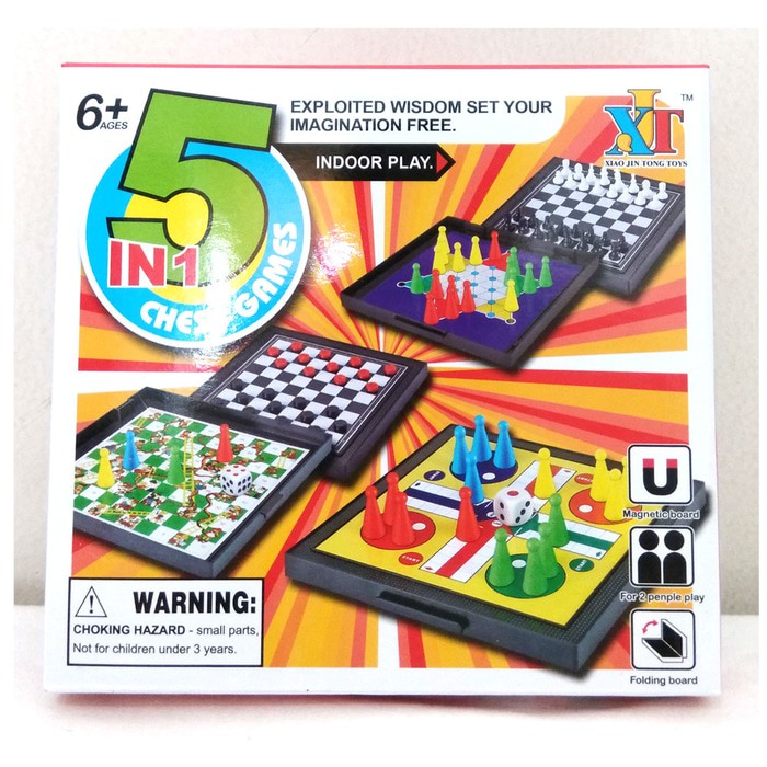 Terbaru Laris Board game magnetic 5 in 1 / 5 permainan jadi 1 / 5 in 1