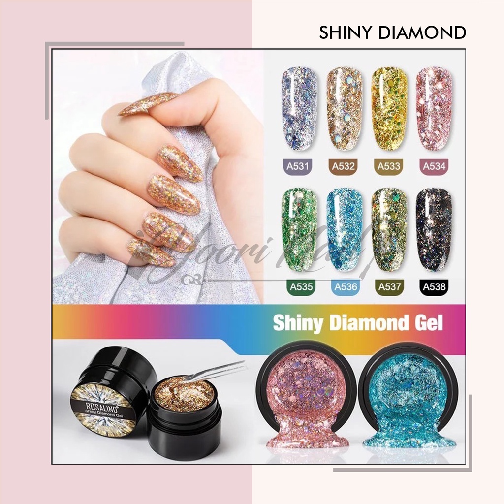 Rosalind shiny diamond gel shinny 5ml glitter pot gel rosalind kutek gel glitter nailart nail art
