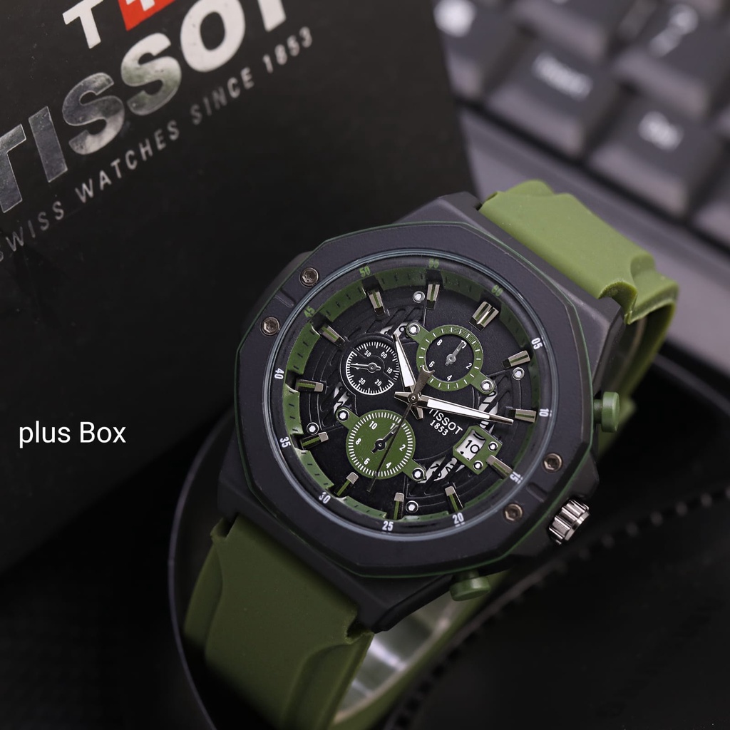 Jam Tangan Pria L3708S Tali Rubber Tanggal Aktif Free Box Exclusive &amp; Baterai