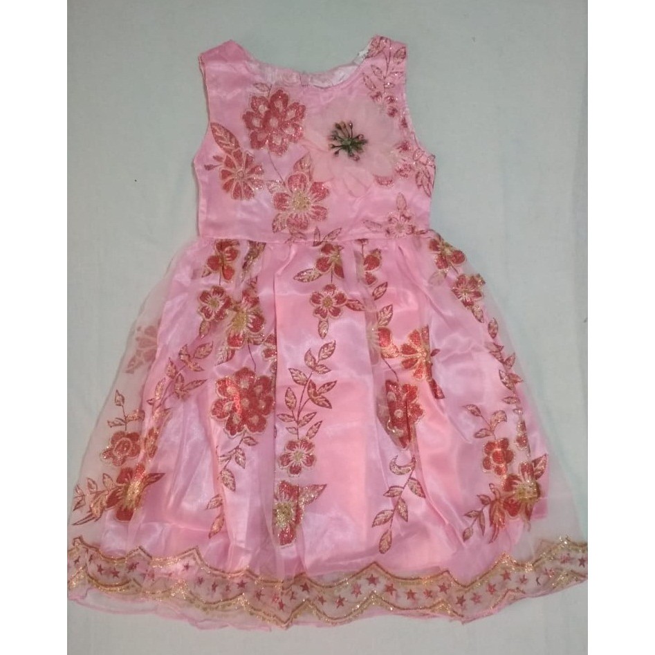 Baju Imlek Pink Motif Bunga Merah Kuning