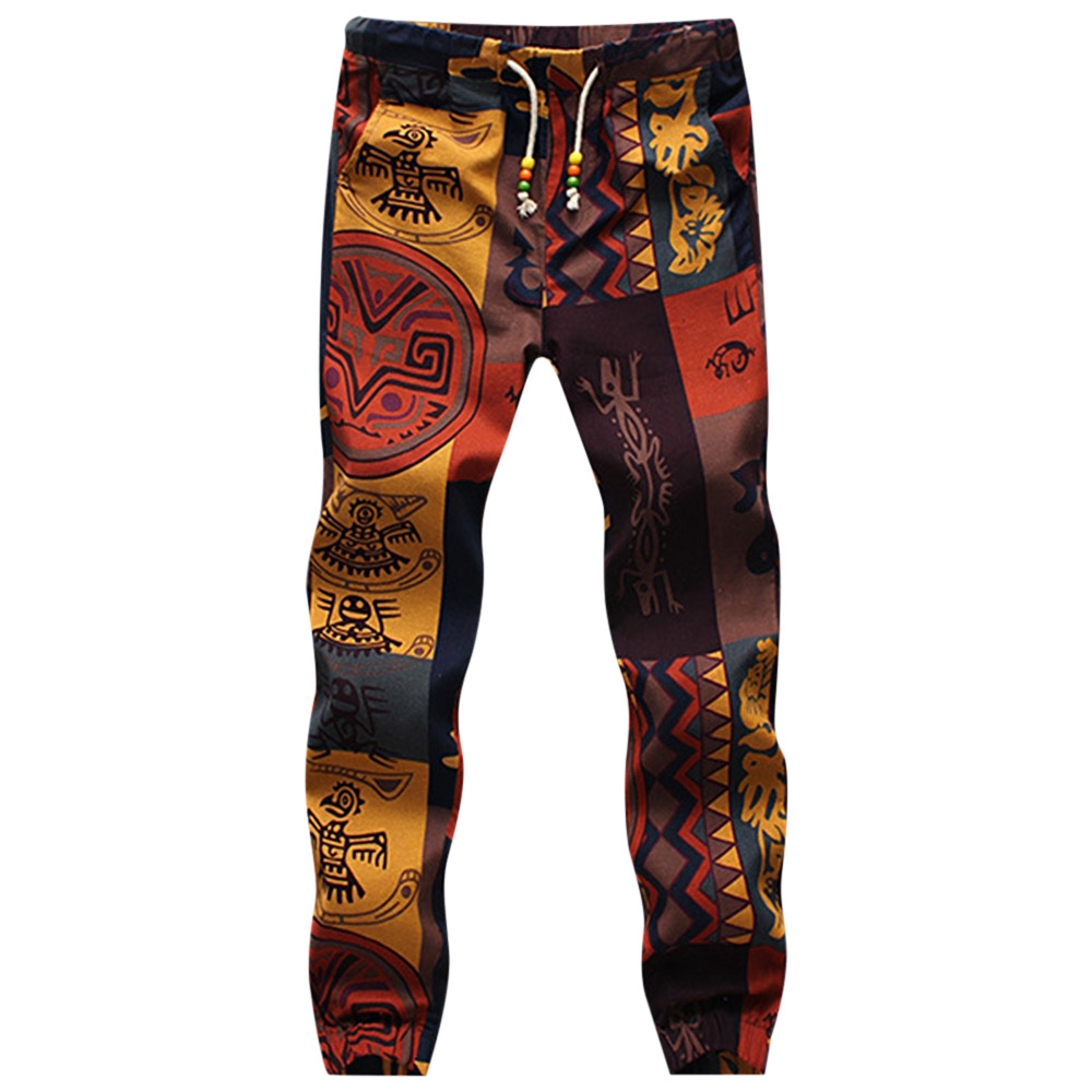 drawstring gecko pattern print narrow feet men's jogger pants