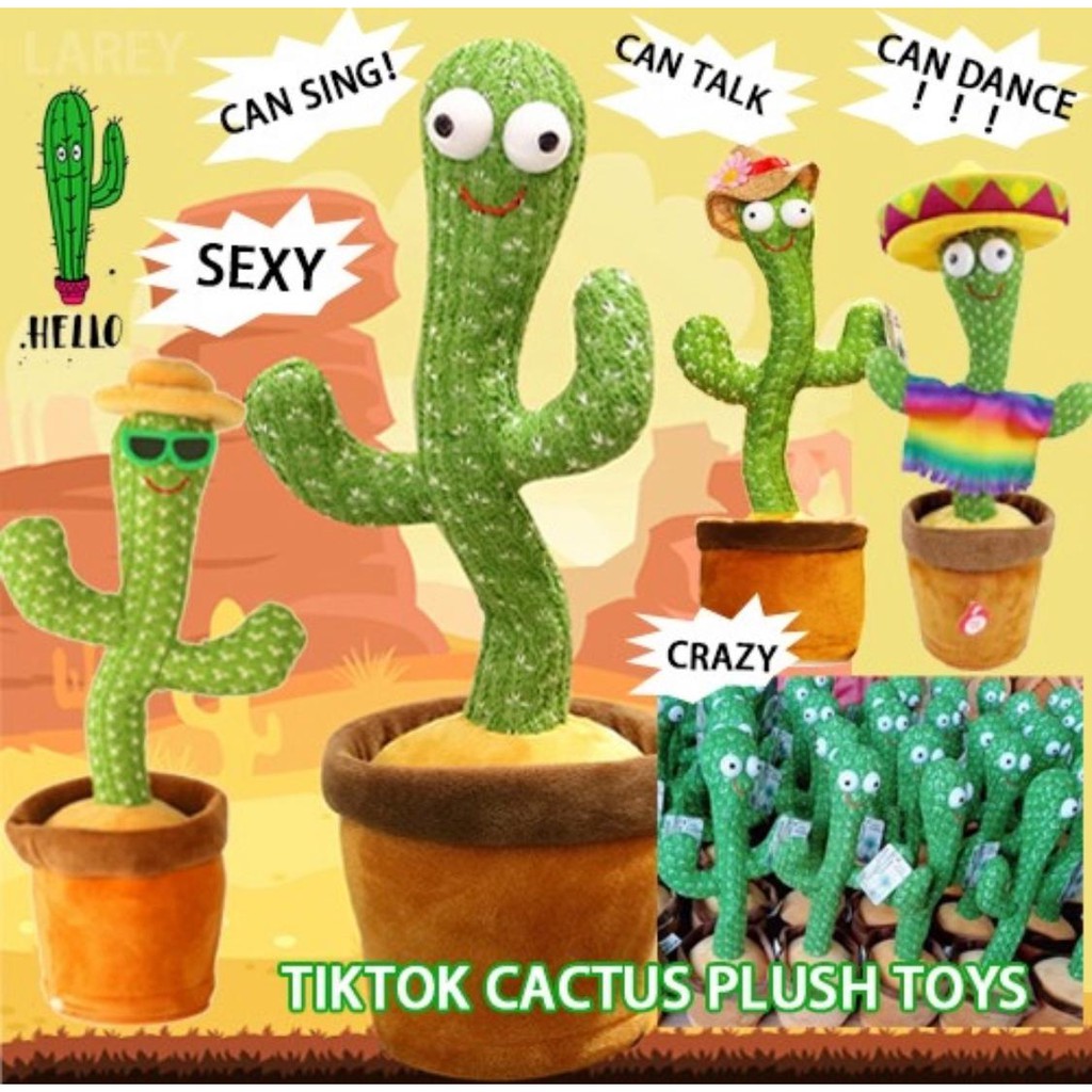 Tiktok Dancing Kaktus Cactus Menari Mainan Viral Light Music Bercahaya