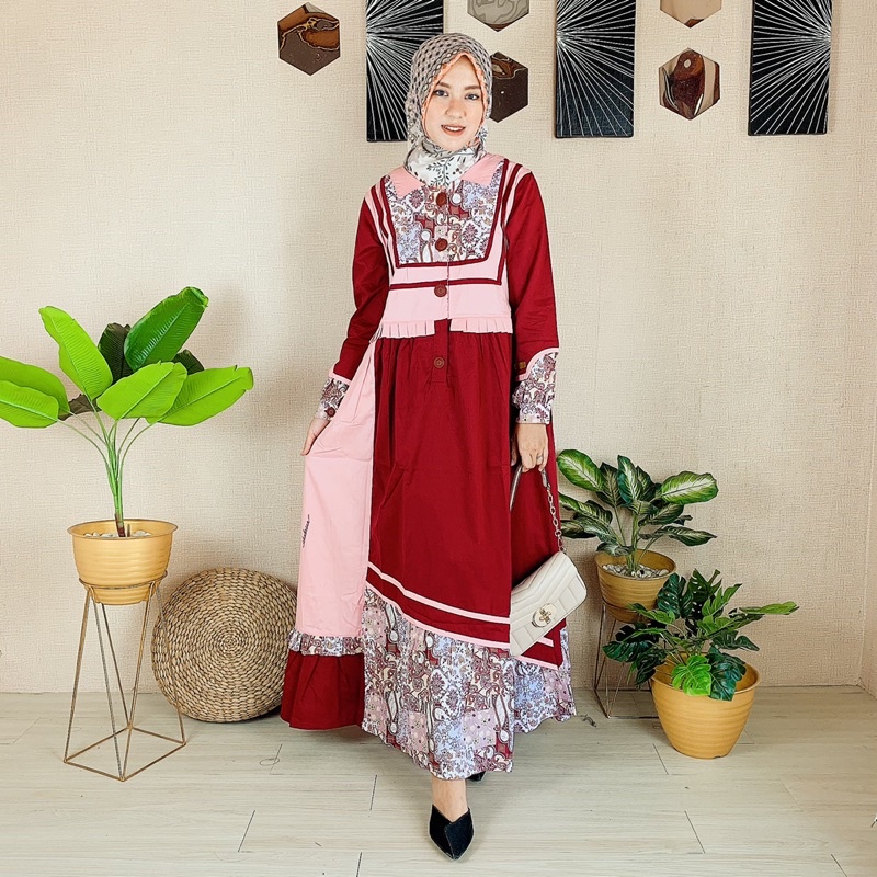 KODE JK GAMIS SHABRINA MOTIF BUNGA TERBARU
