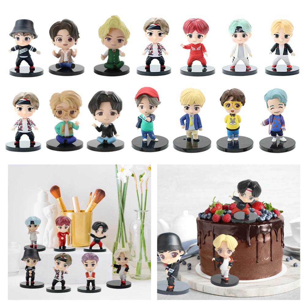 Timekey 7Pcs / Set Mainan Action Figure Mini Model Kpop BTS Bangtan Boys BT21 Q3R6 Untuk Koleksi