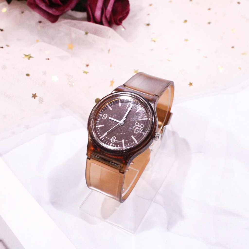 FYGALERY J142 Jam Tangan Transparan Wanita Jam Jelly Unisex Bahan Karet-Coklat