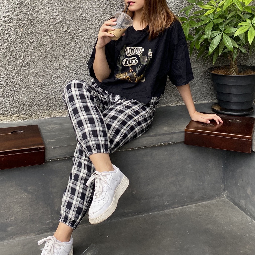 CELANA FLANEL - GELYU & MISHA FLANEL by SEKITALL // CELANA JOGGER PANTS PRIA/WANITA (UNISEX)