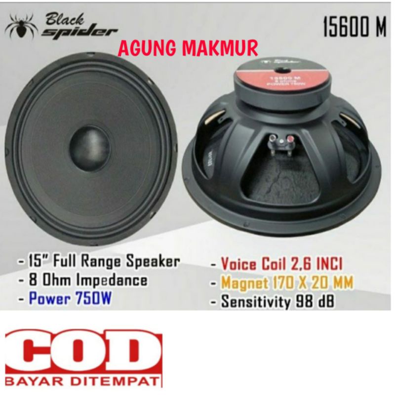 Speaker Komponen 15 Inch Black Spider 15600 M