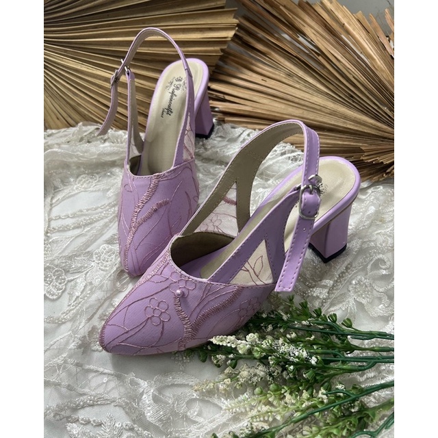 sepatu wanita pesta lilac Sabrina  tanpa payet 7cm tahu