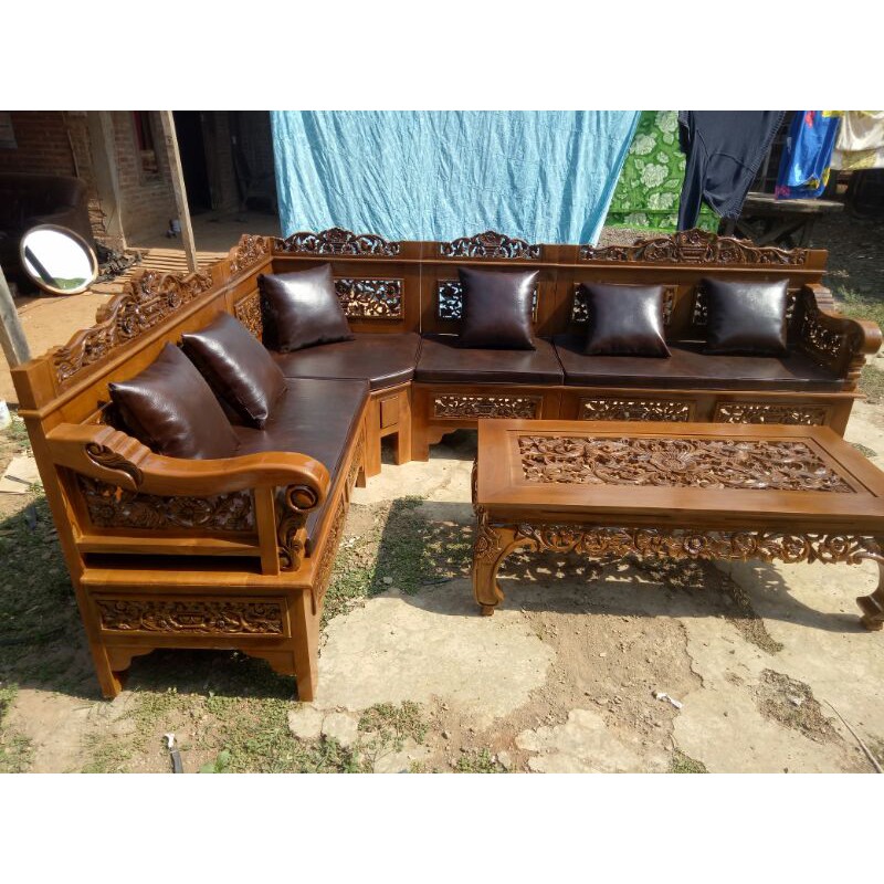 Kursi sudut jati/ kursi sudut jepara/ kursi sudut robot/ kursi sudut murah/ kursi sudut ukiran