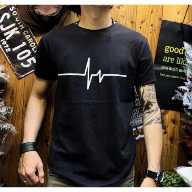 TERBARU KAOS PRIA LOGO DETAK JANTUNG / KAOS LAKI LAKI LOGO DETAK JANTUNG LOGO