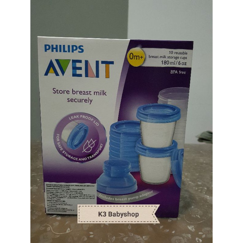 Avent Storage Cup with adaptor wadah botol penyimpanan asi asip kontainer mpasi connector breastpump