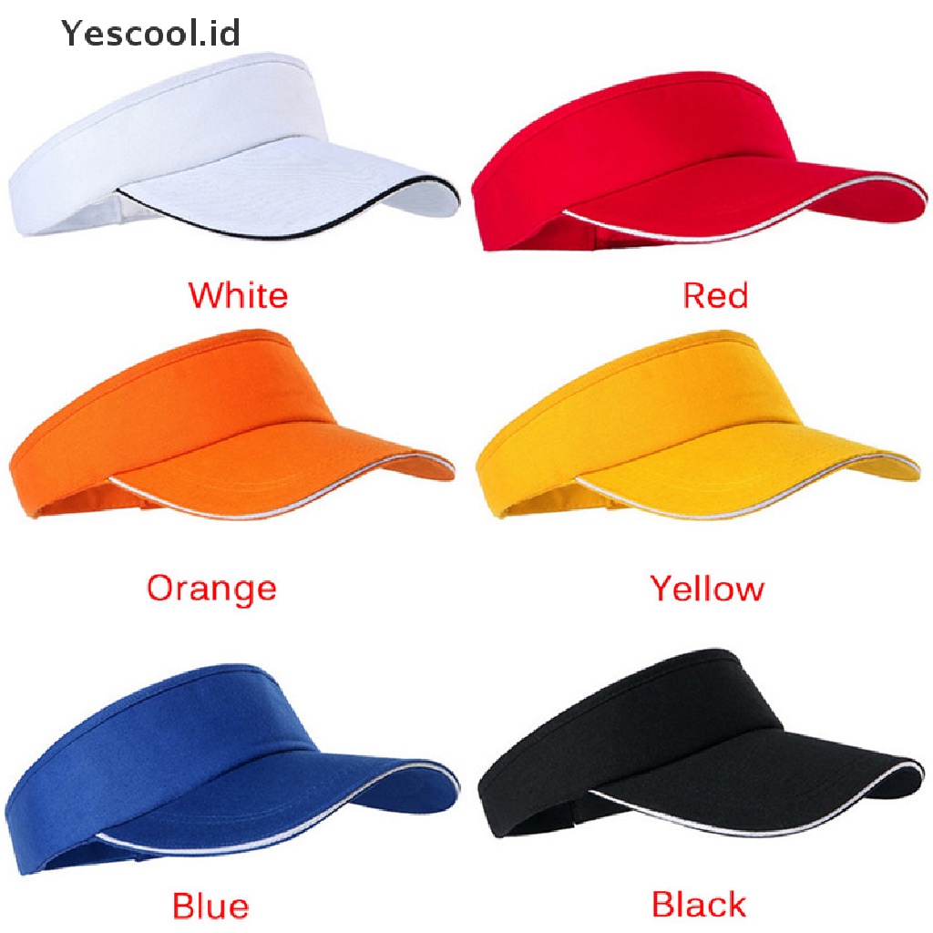 Topi Visor Matahari Olahraga Golf Tenis Breathable Dapat Disesuaikan Untuk Unisex