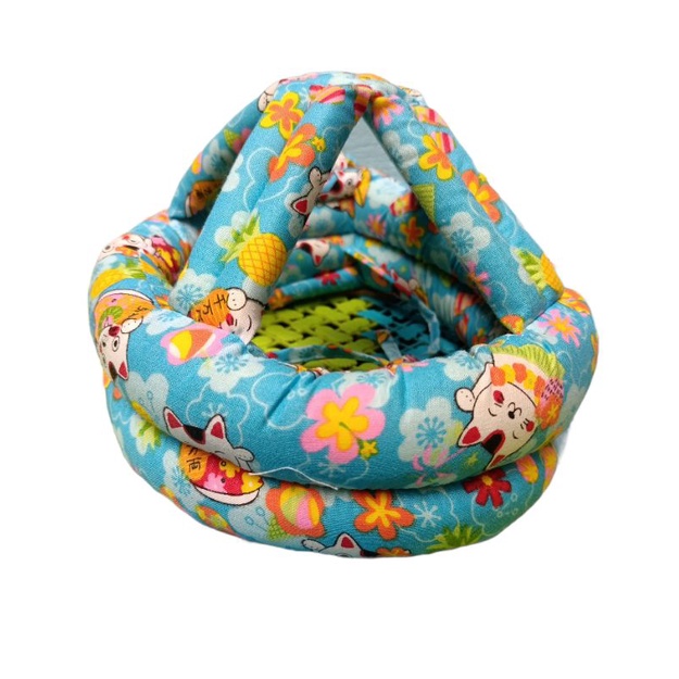 Topi Anti Benturan Topi Bayi Topi Anak Topi Balita Helm Anak Baby Head Protector Safety Helmet-BLUE CAT