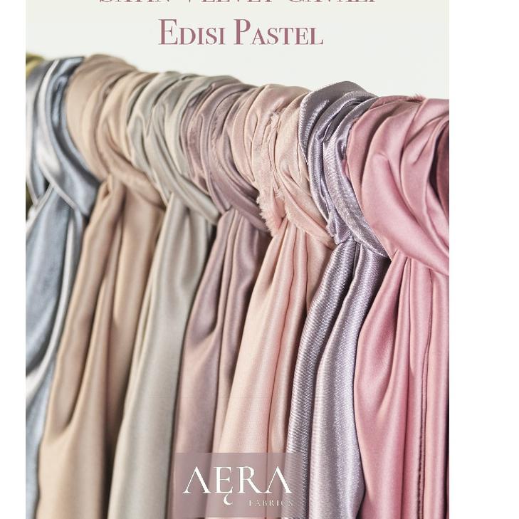 Model Baru 1 meter Kain Satin Velvet Cavali by Roberto Cavali edisi PASTEL sage green 이